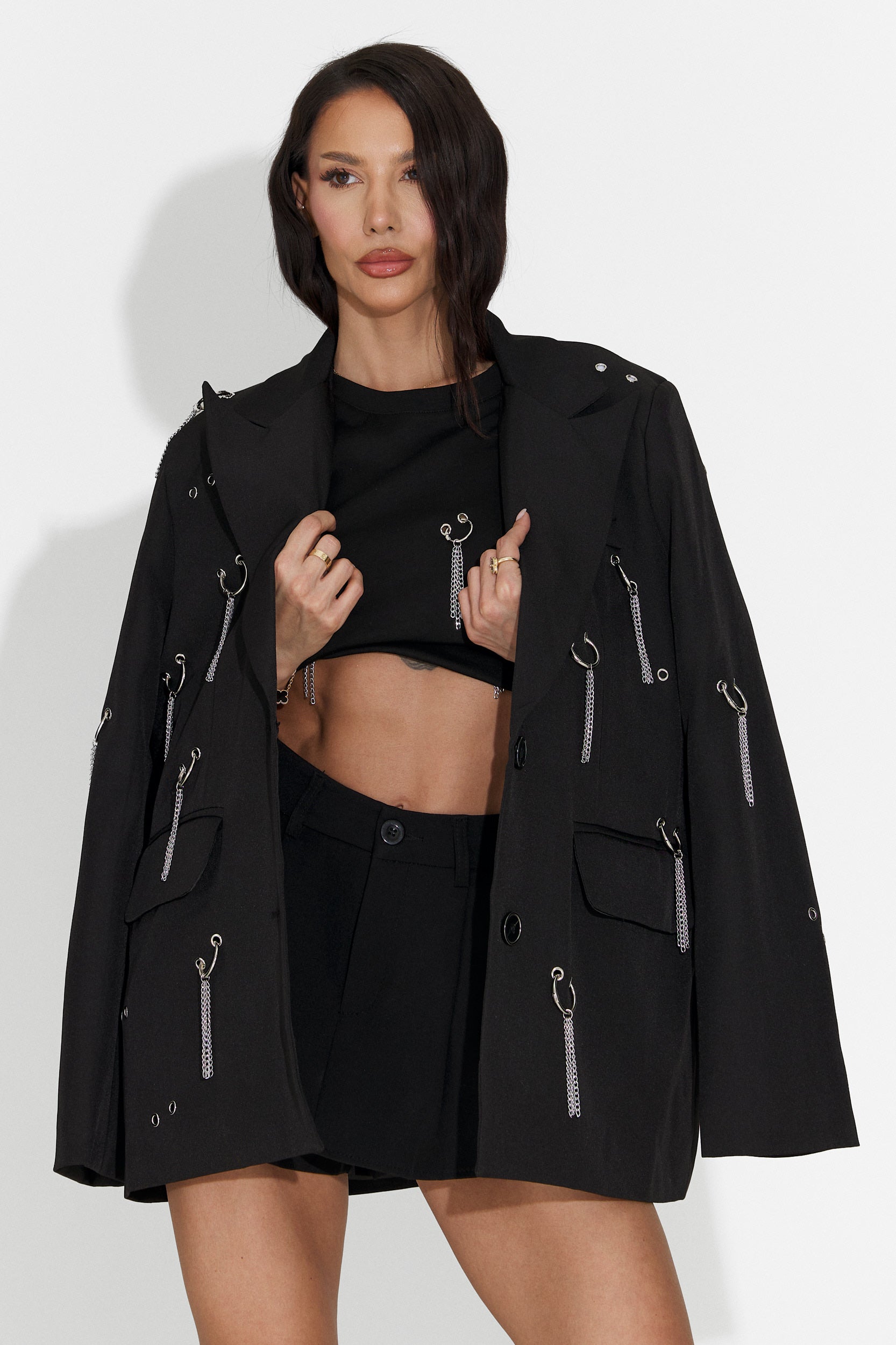 Elegante Blazer Nero Pikata Bogas da Donna