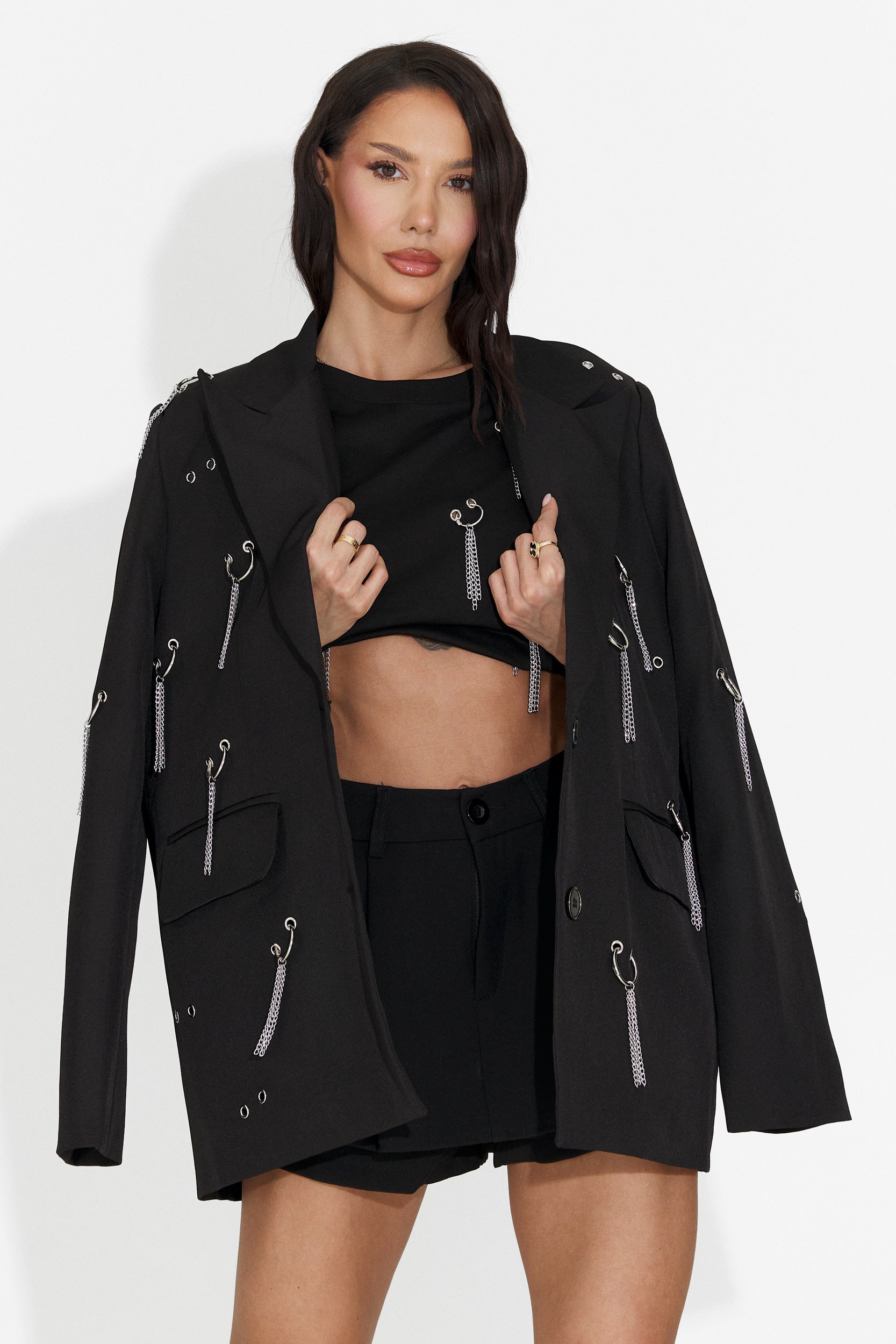 Elegante Blazer Nero Pikata Bogas da Donna