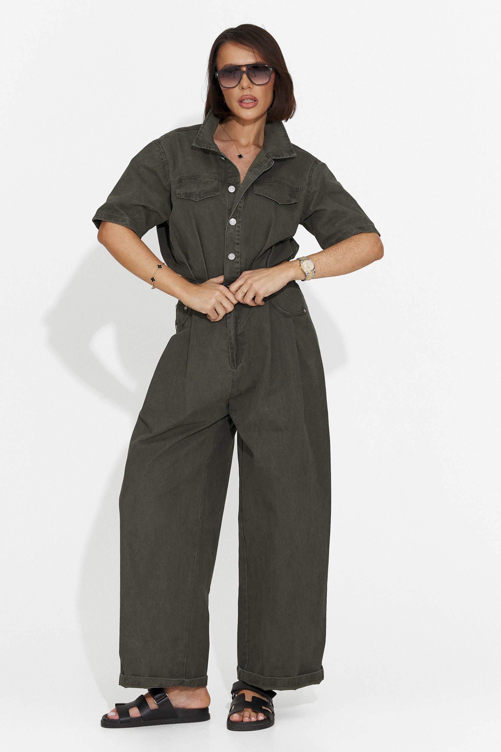 Ayeria Bogas Tuta Casual da Donna in Khaki