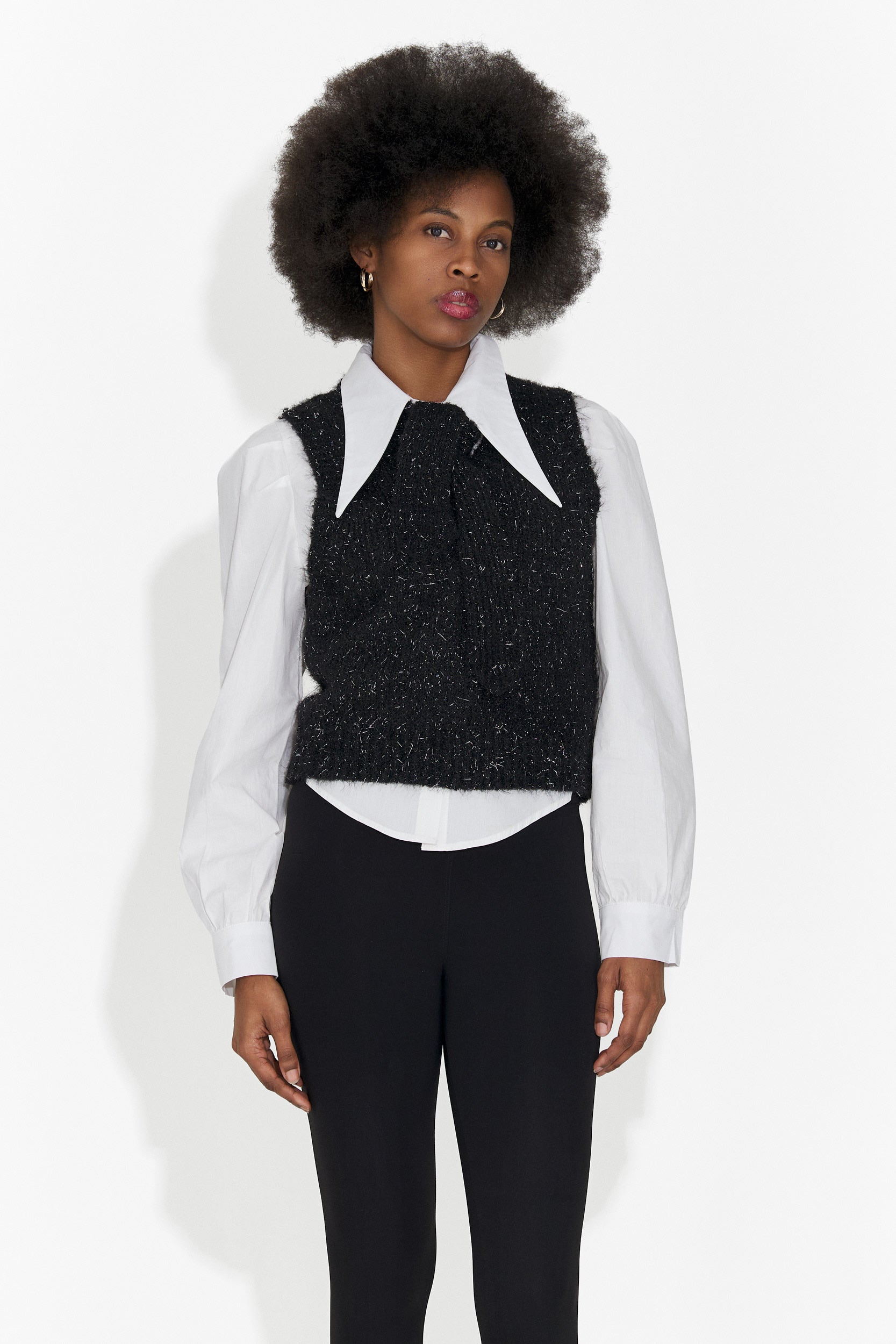 Set da 3 pezzi camicia + gilet + cravatta nero Izaura Bogas