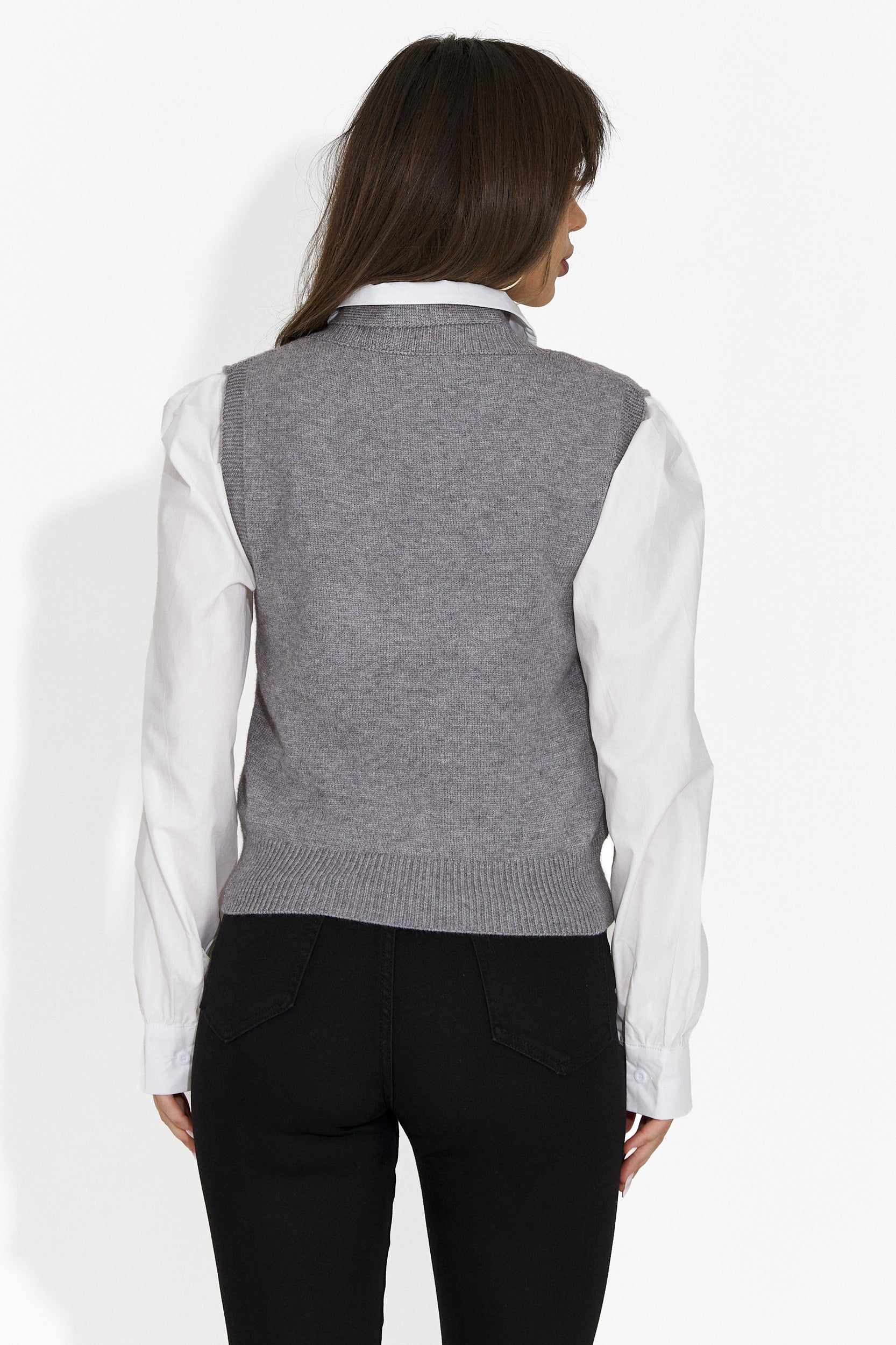 Set da donna 3 pezzi camicia + gilet + cravatta grigia Ofeliana