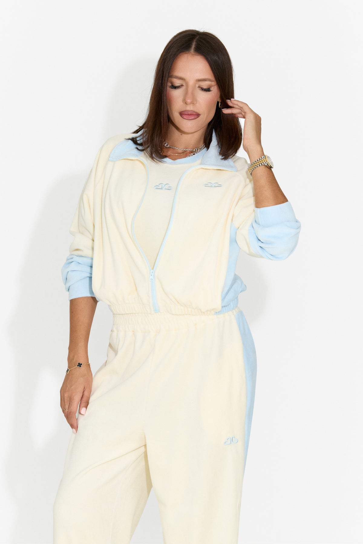 Tuta da donna casual 3 pezzi color crema Velydvieria Bogas