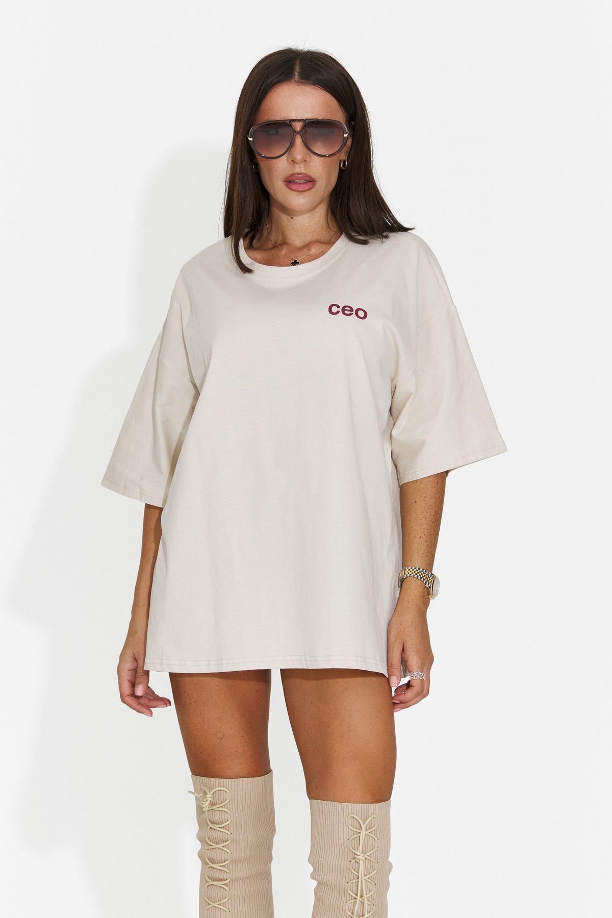 Tricou casual crem Vonenouna Bogas