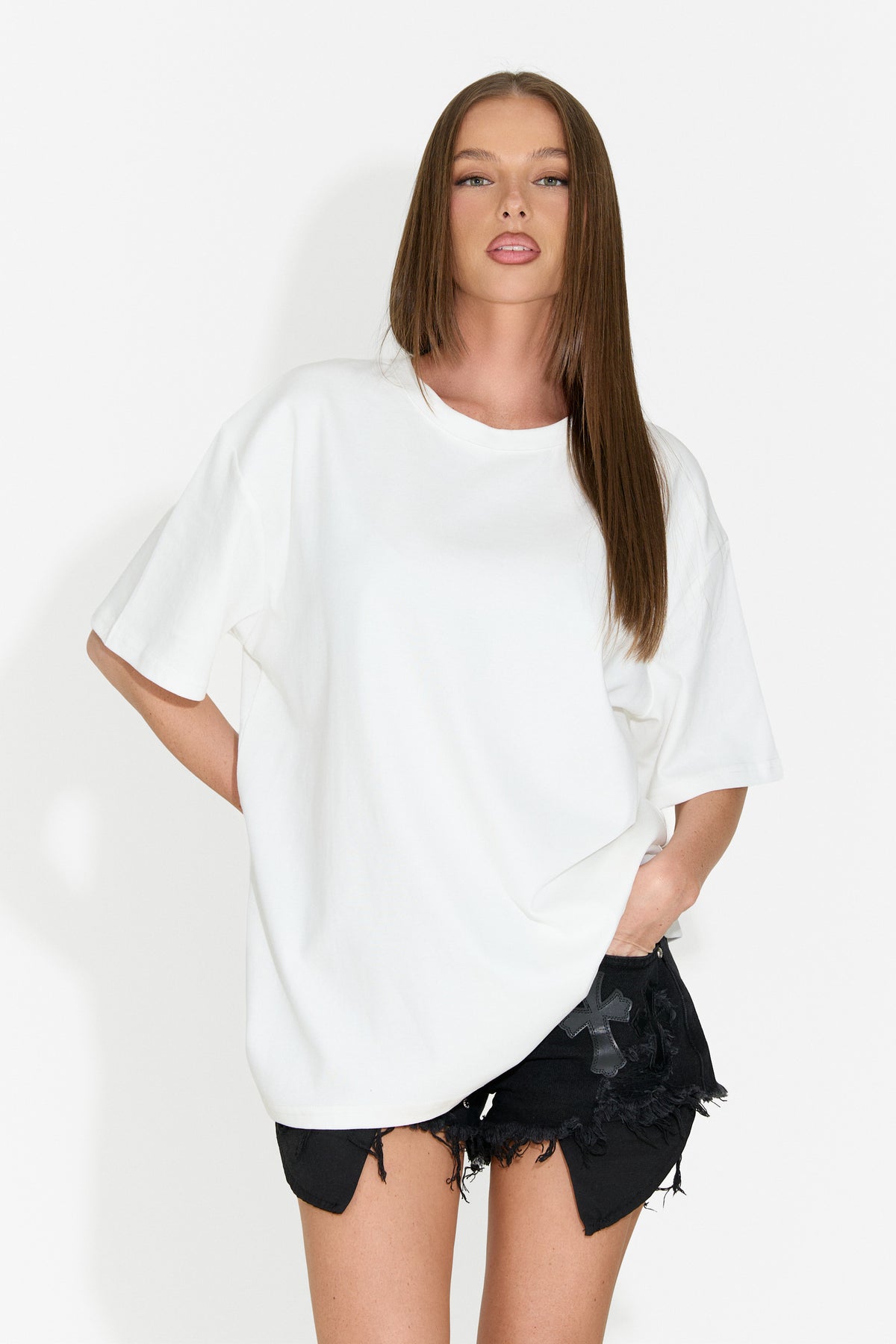 T-shirt casual da donna bianca Foreloin Bogas