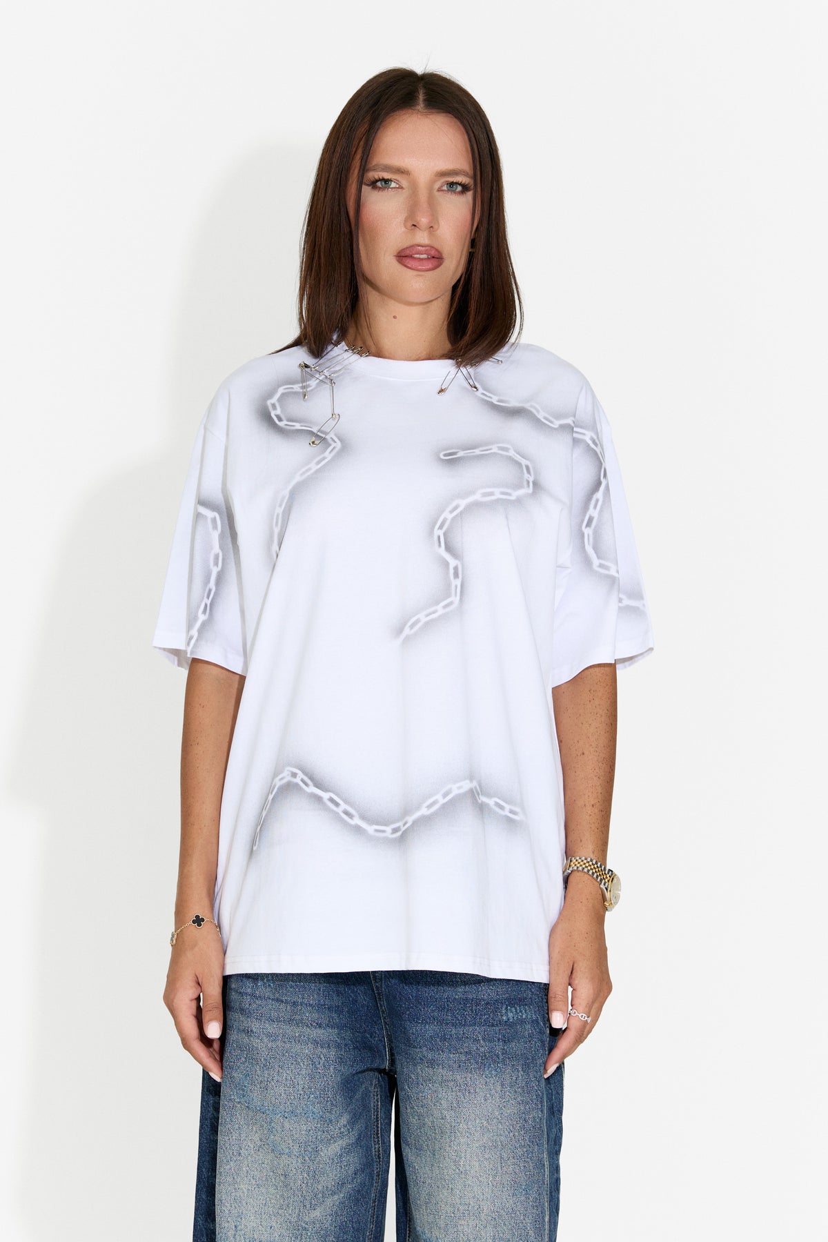 T-shirt da donna casual bianca Rougha Bogas
