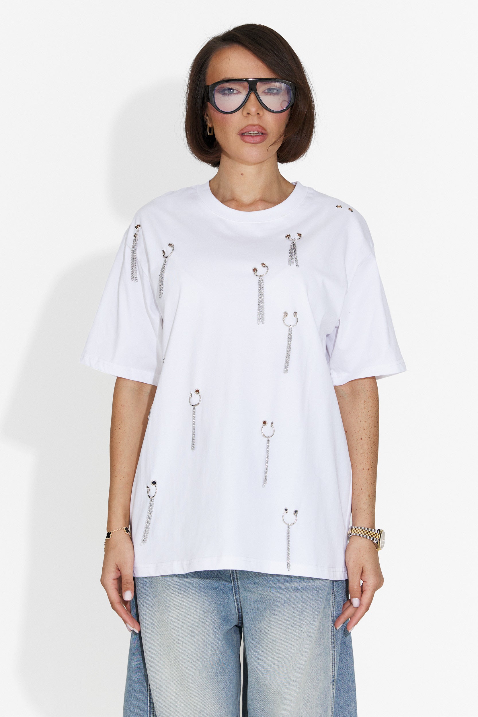 Zinia Bogas T-Shirt Casual Bianca da Donna
