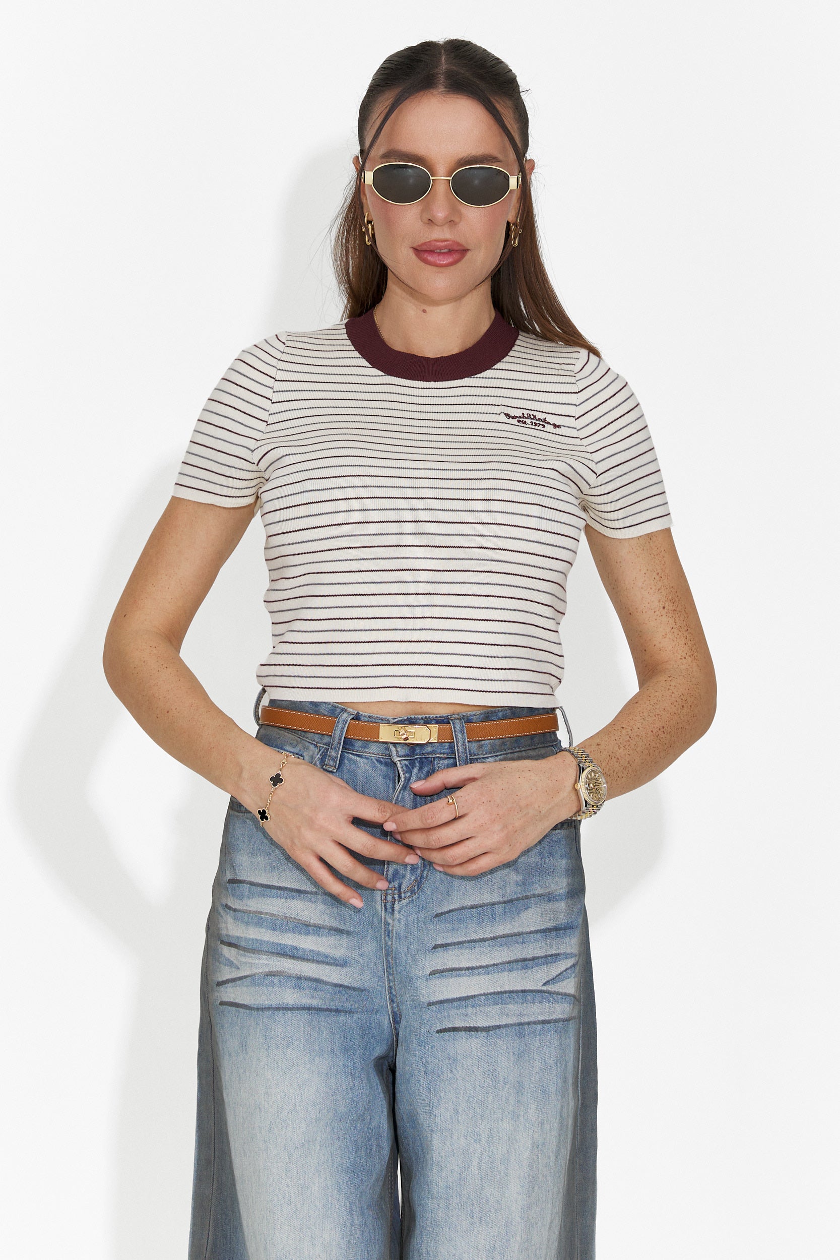 Casuale maglietta beige da donna Hainie Bogas