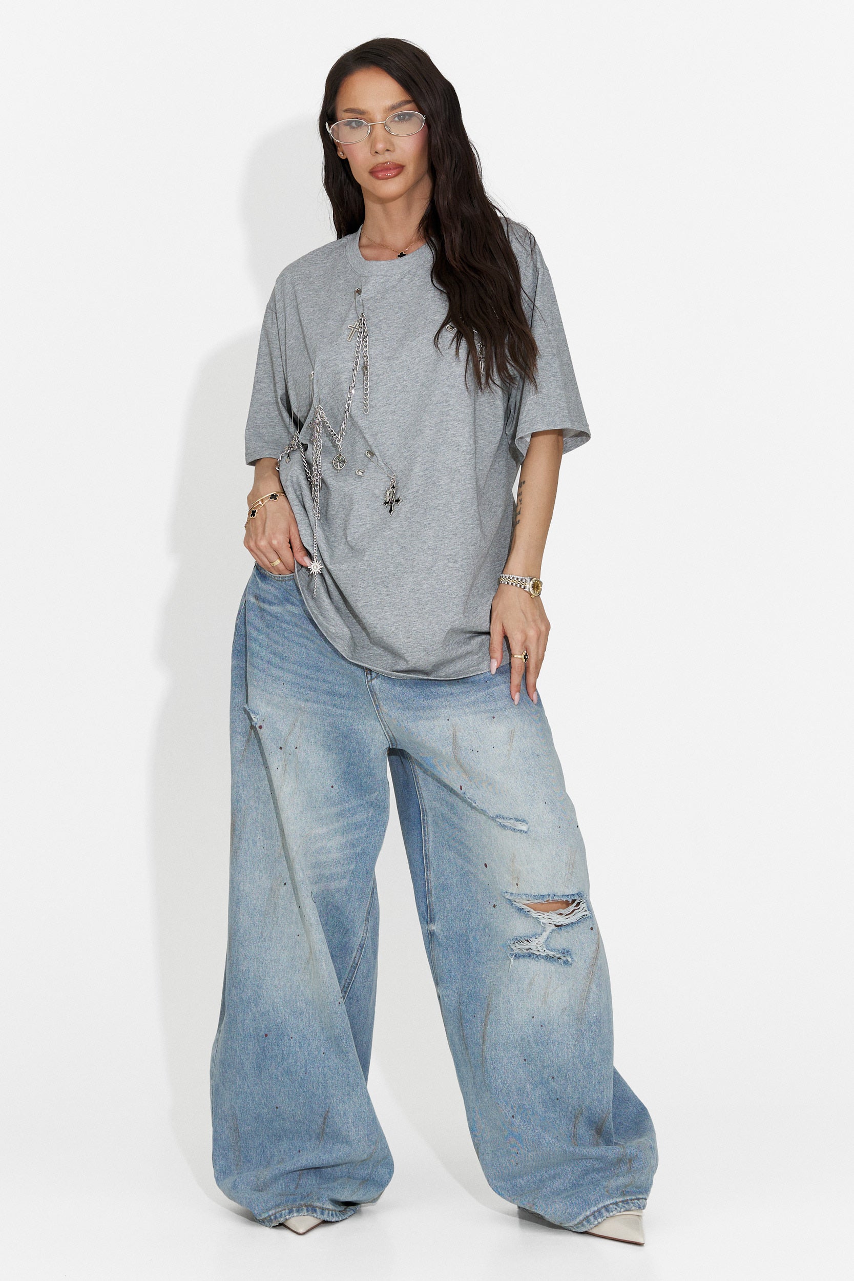 Kohleria Bogas T-Shirt Casual Grigio per Donne