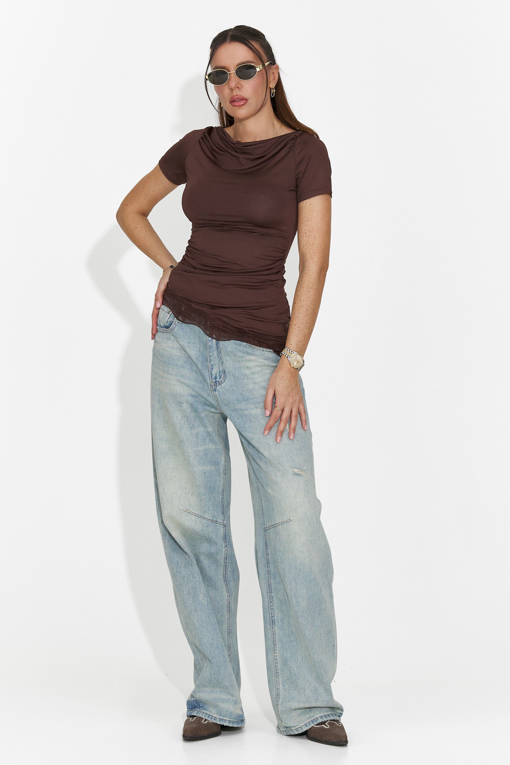 Casuale maglietta marrone da donna Arkania Bogas