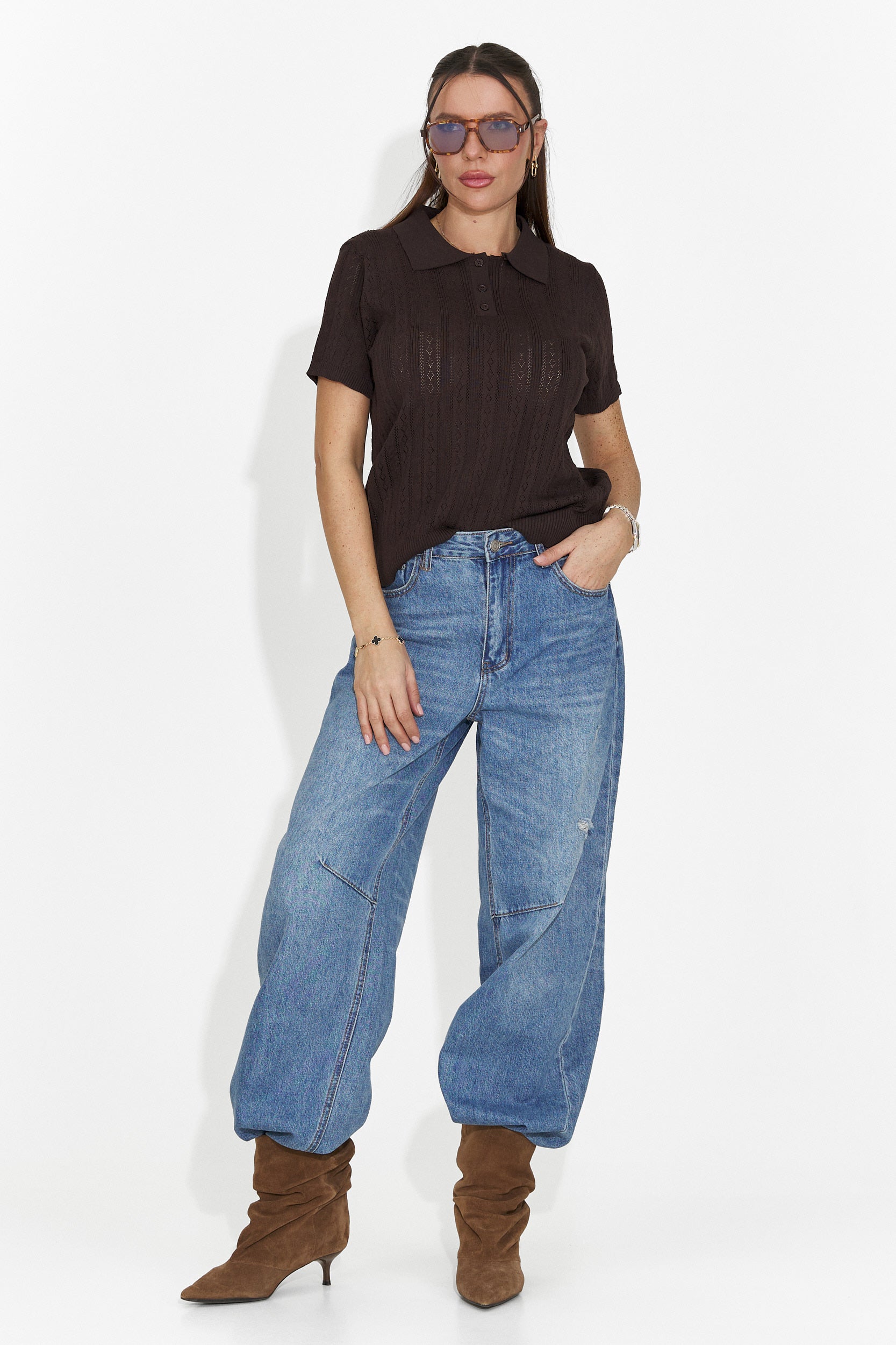 Nerida Bogas T-shirt Casual Marrone da Donna