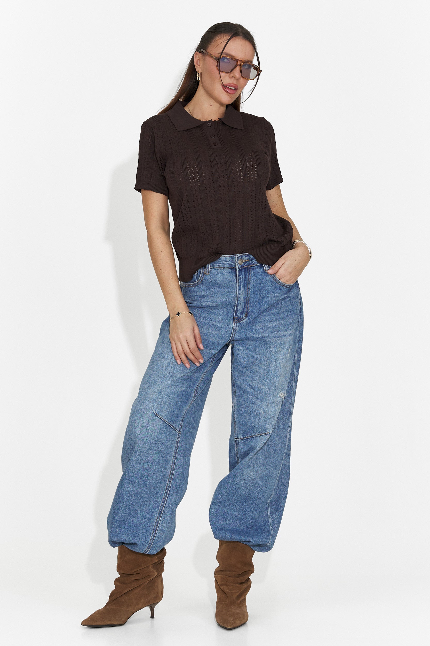 Nerida Bogas T-shirt Casual Marrone da Donna