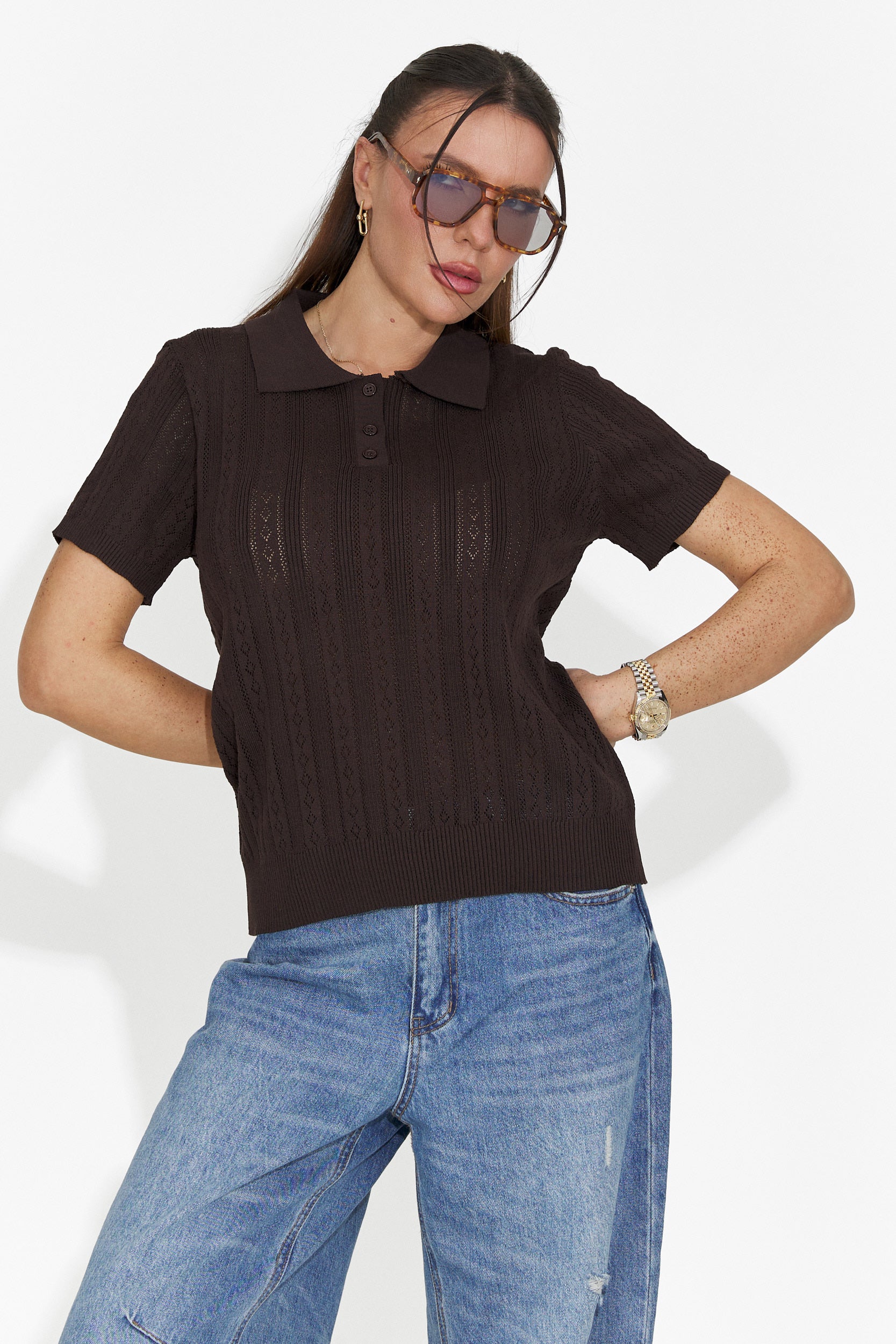 Nerida Bogas T-shirt Casual Marrone da Donna