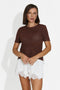 Maglietta donna casual marrone Pilaria Bogas