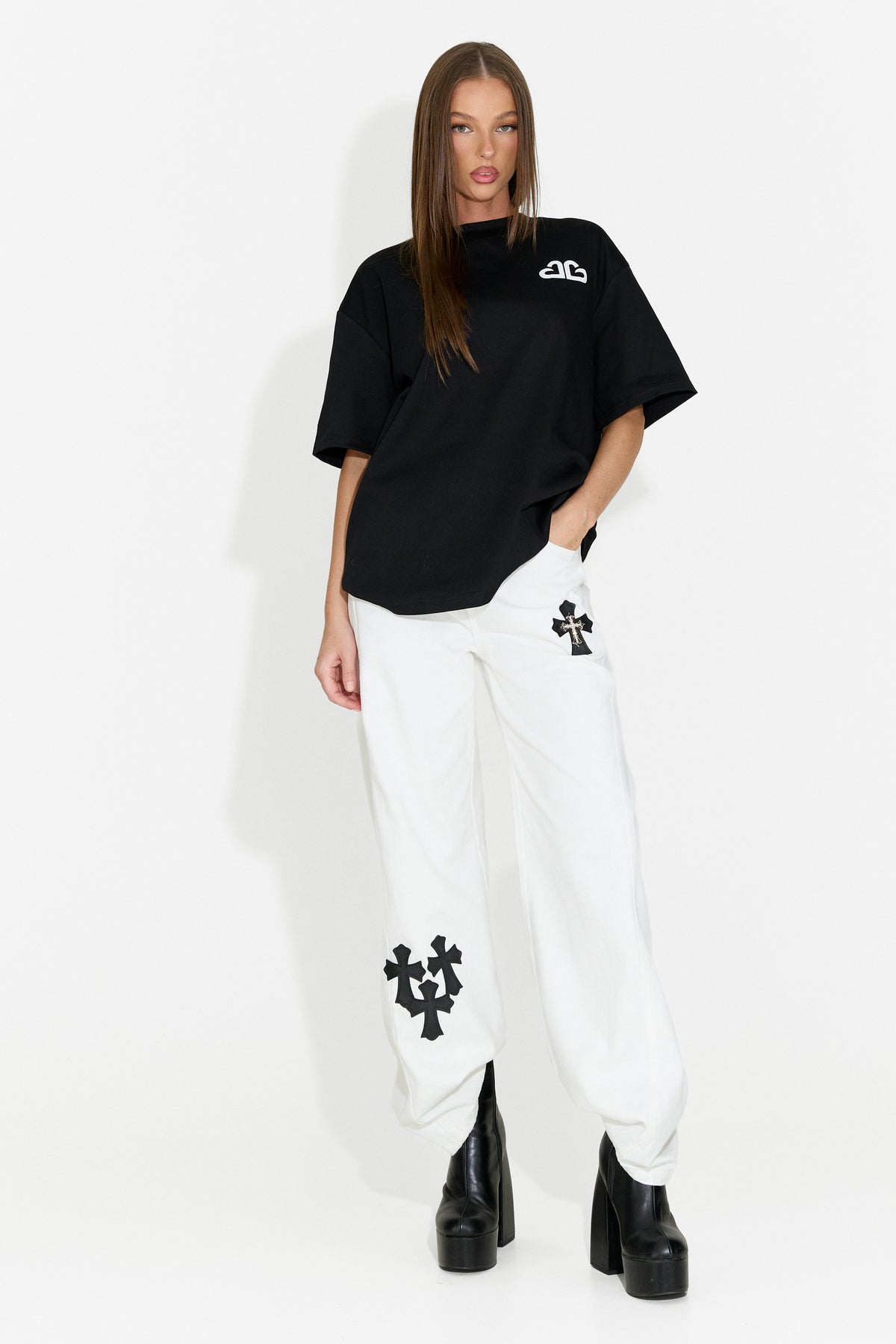 T-shirt casual da donna nera Abdias Bogas