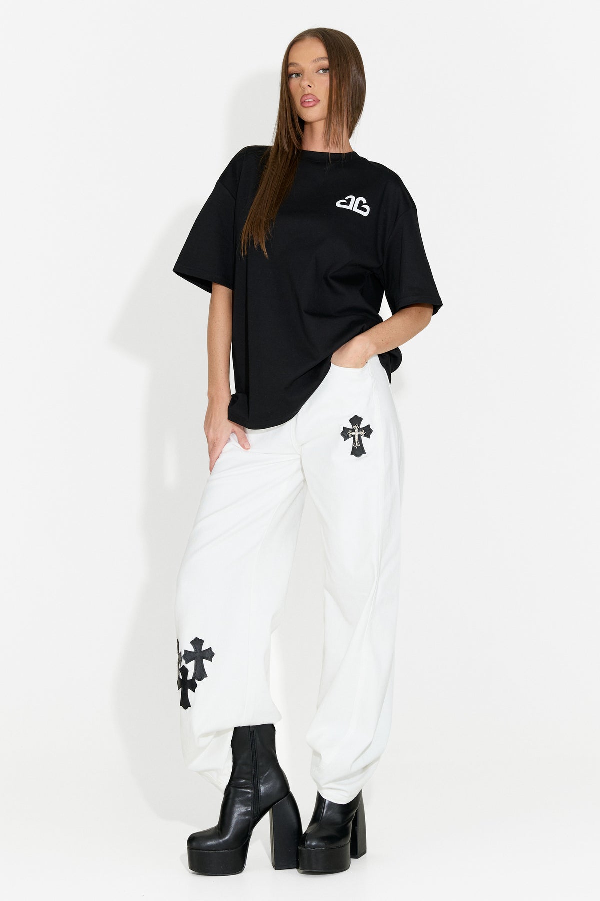 T-shirt casual da donna nera Abdias Bogas
