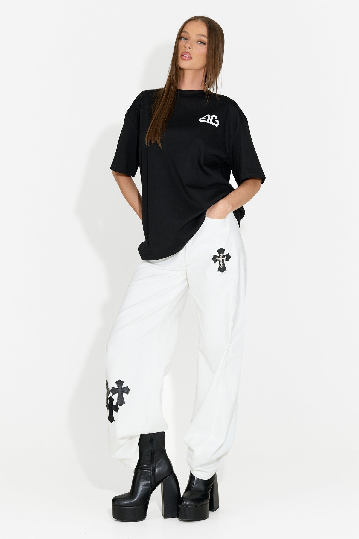 T-shirt casual da donna nera Abdias Bogas