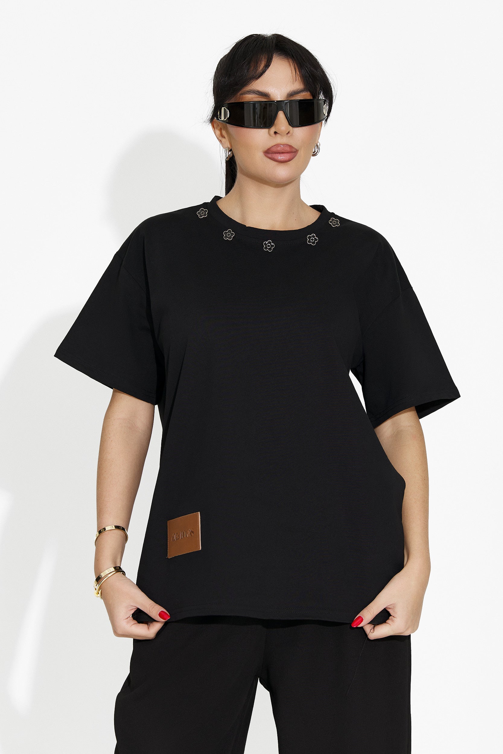 T-shirt casual da donna nera Arilea Bogas