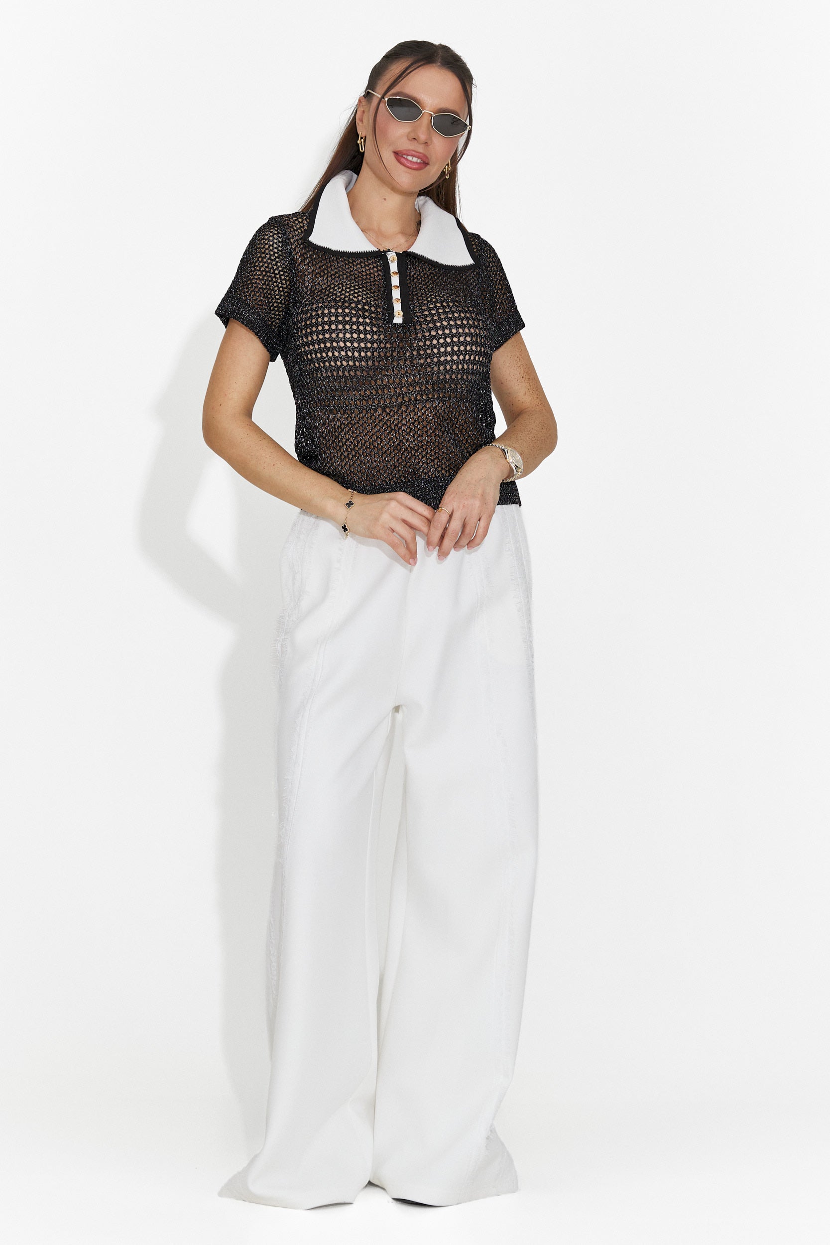 T-shirt Casual Nera da Donna di Raluka Bogas