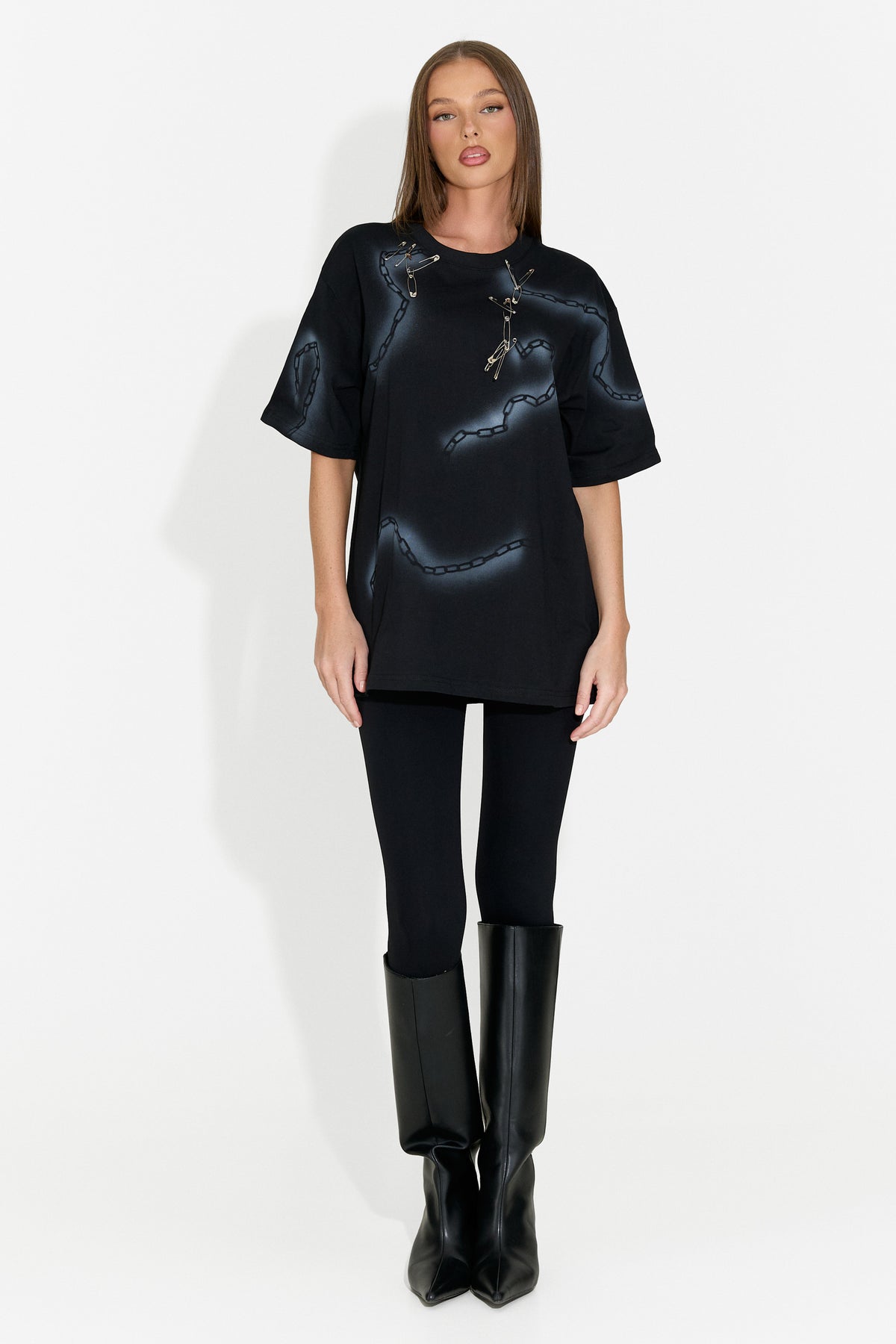 T-shirt da donna casual nera Rougha Bogas