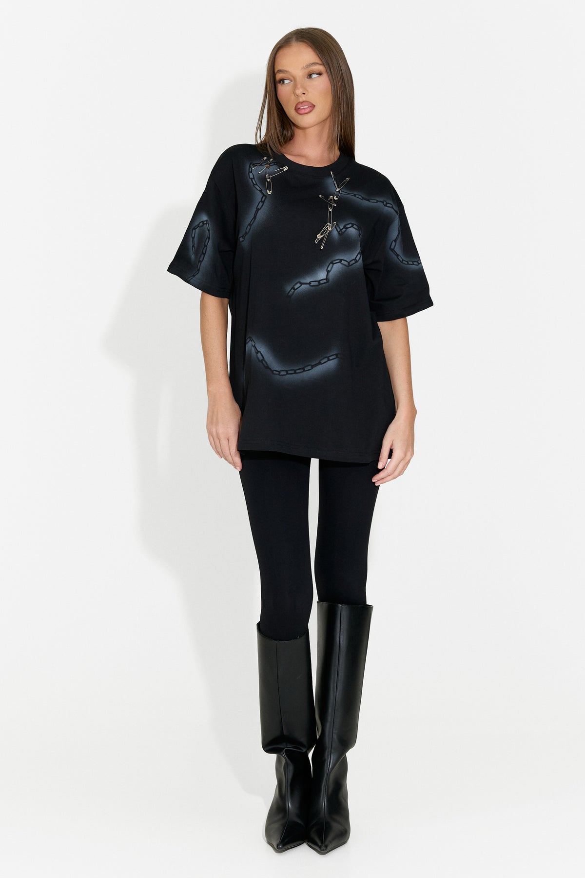 T-shirt da donna casual nera Rougha Bogas