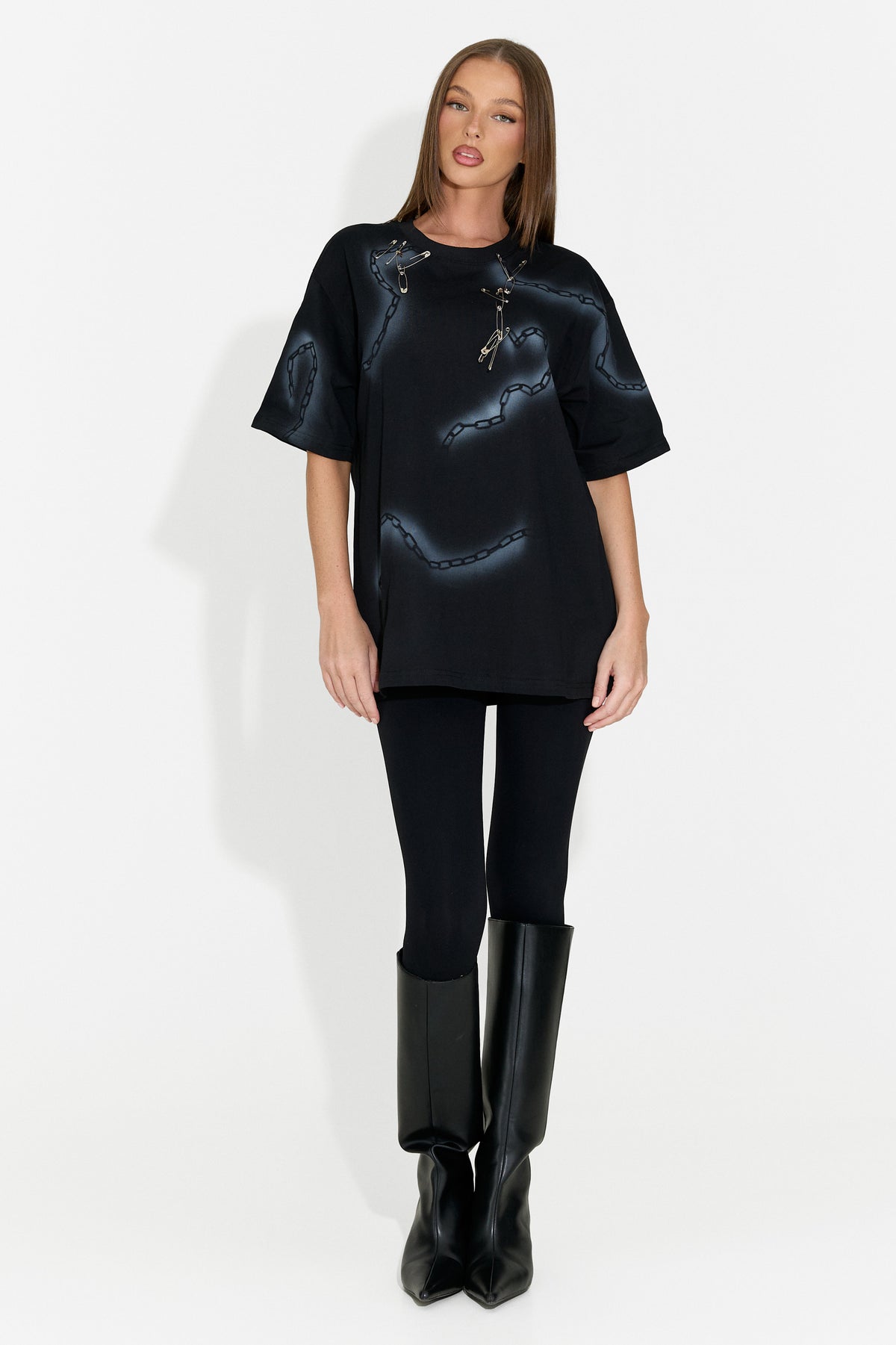 T-shirt da donna casual nera Rougha Bogas