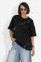 Casuale t-shirt nera con ruches per signore di Bogas