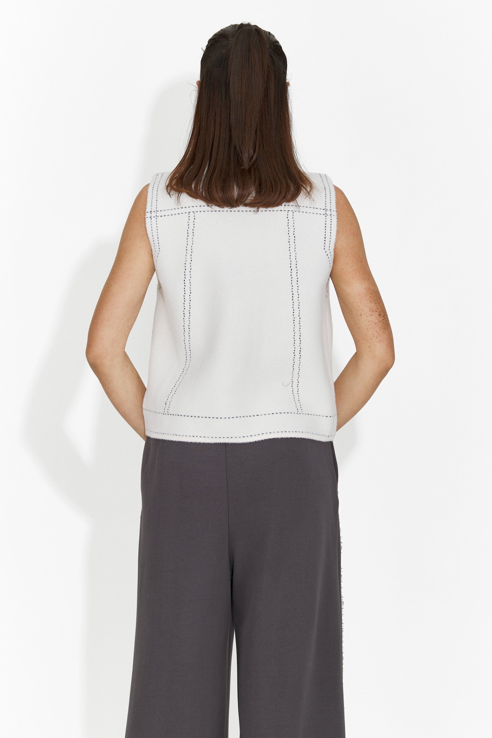 Gilet Bianco Casual da Donna di Kaleria Bogas