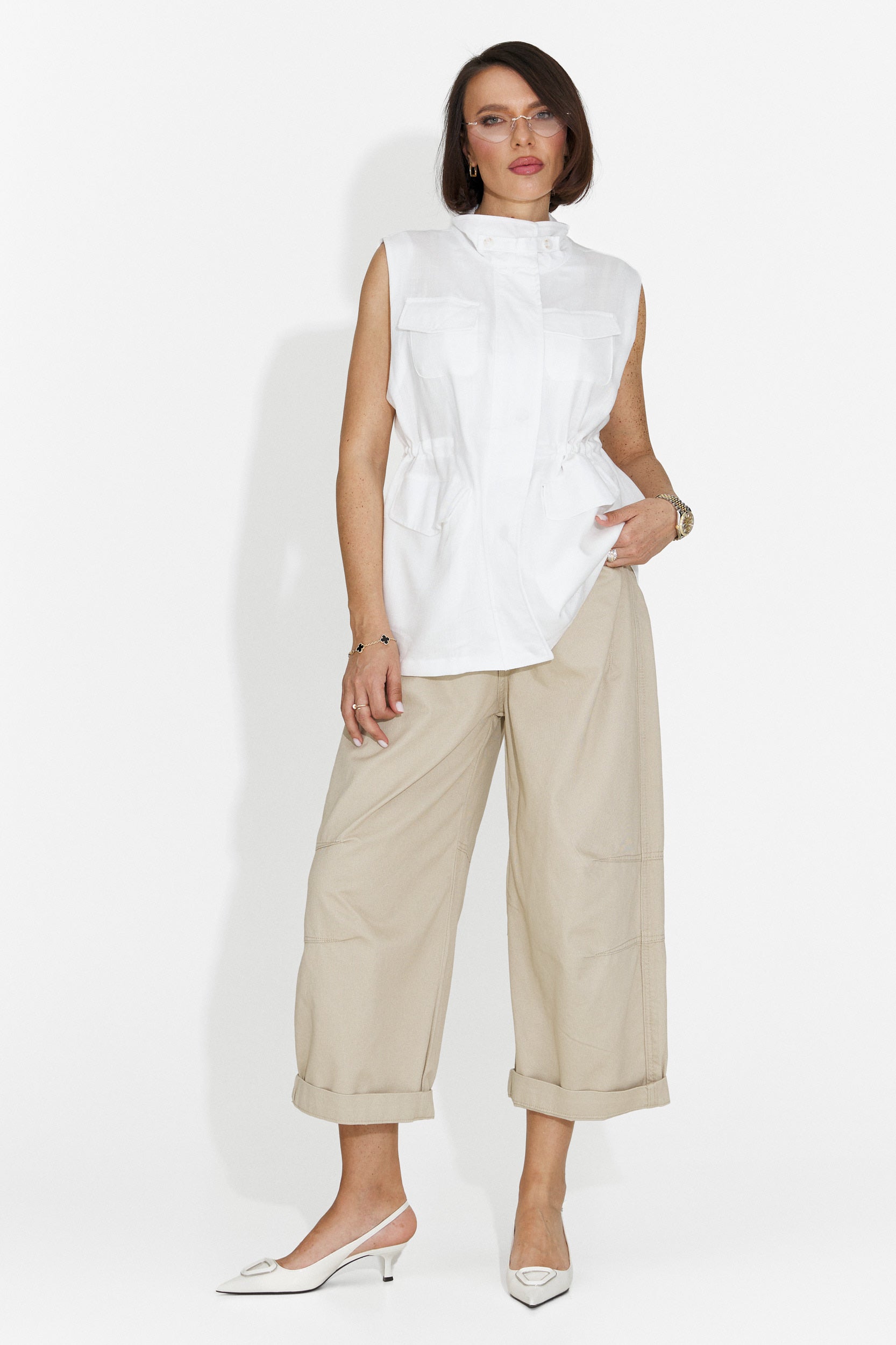 Gilet Casual Bianco da Donna di Petynia Bogas