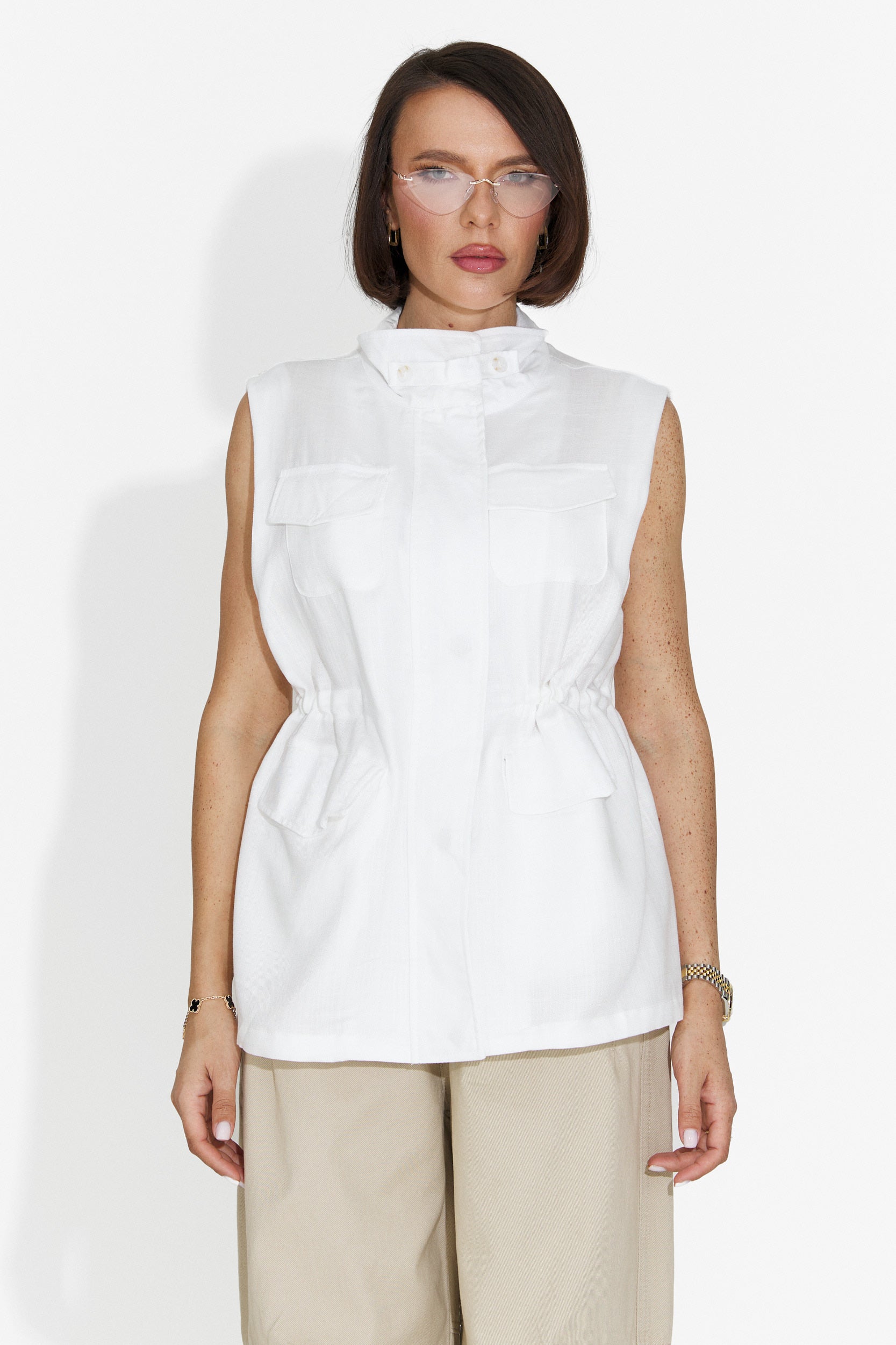 Gilet Casual Bianco da Donna di Petynia Bogas