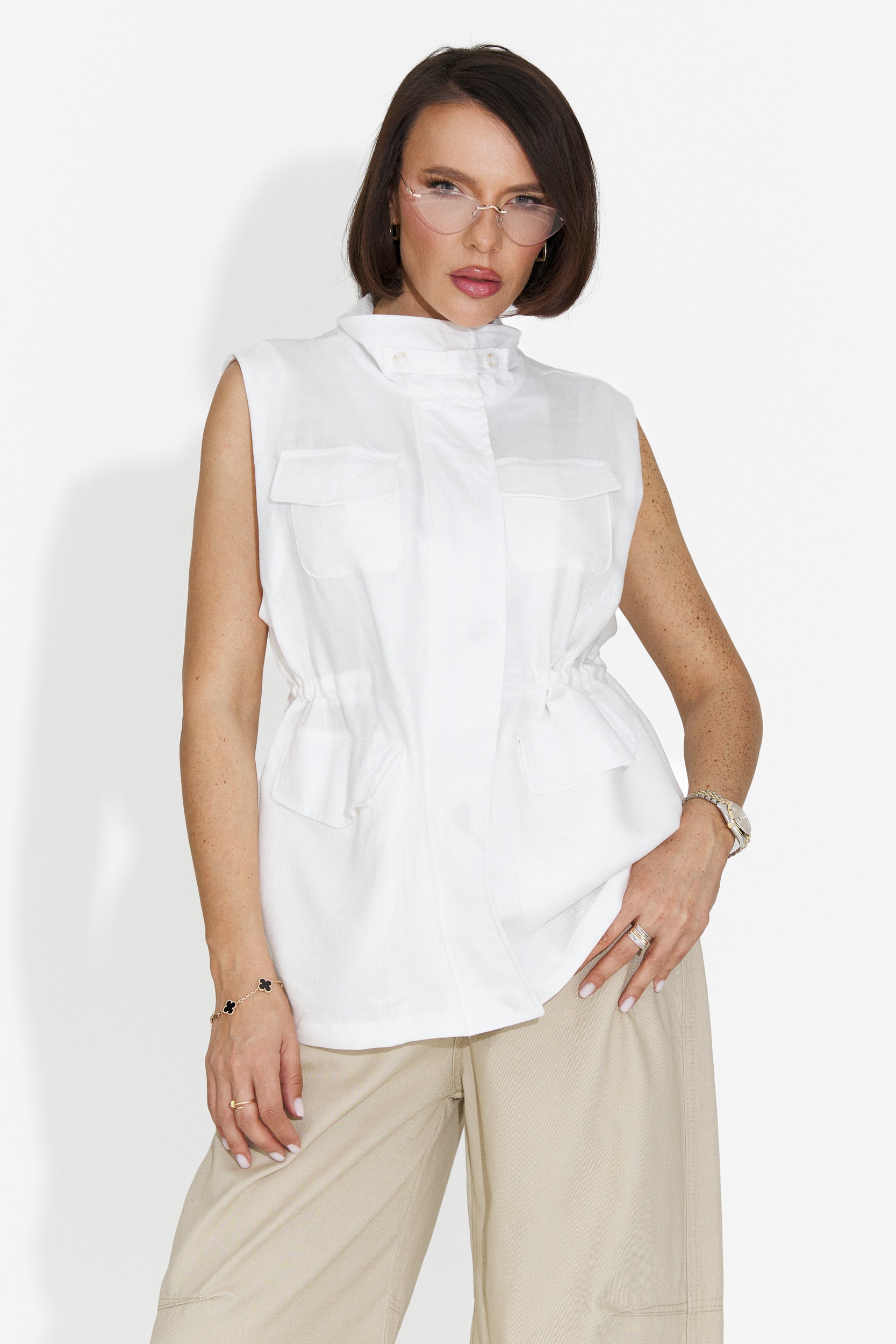 Gilet Casual Bianco da Donna di Petynia Bogas
