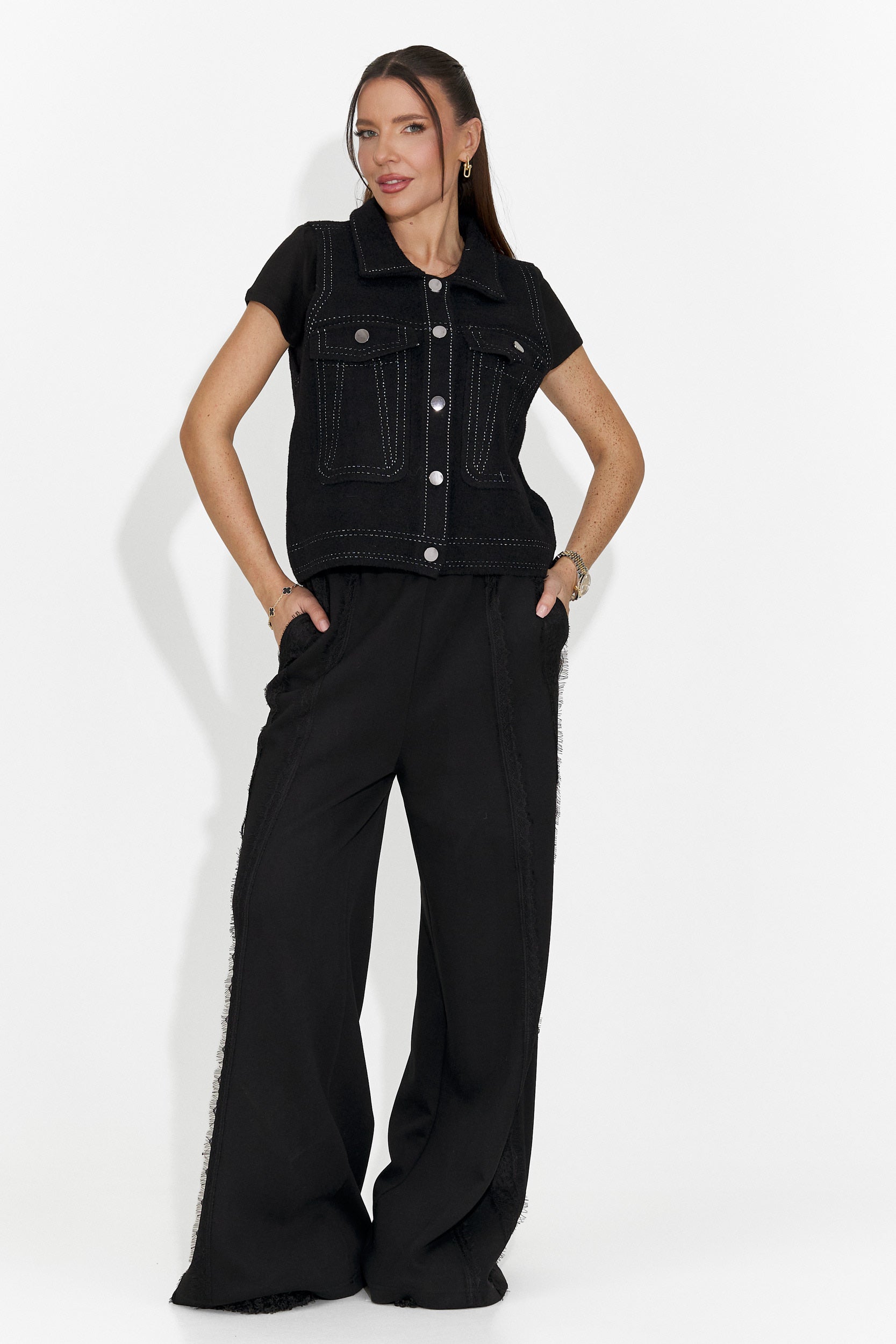 Gilet Casual Nero da Donna di Kaleria Bogas